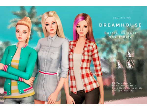 Maxis Match DREAMHOUSE SET Barbie Skipper and Stacie by daylifesims - The Sims 4 Custom Content