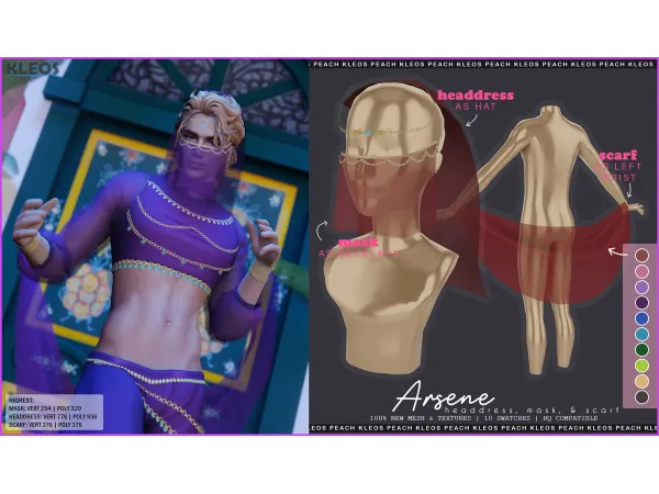 Alpha Arsene Headdress Mask and Scarf - The Sims 4 Custom Content