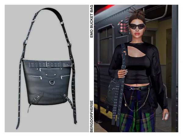 Alpha Emo Bucket Bag - The Sims 4 Custom Content