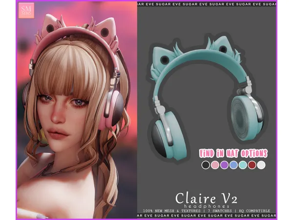 Alpha Claire Headphones - The Sims 4 Custom Content