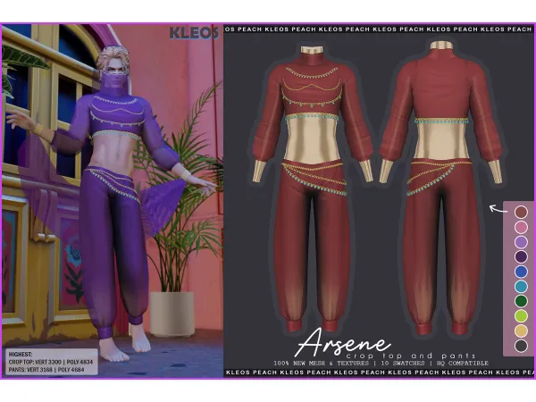 Alpha Arsene Crop Top and Pants by smsims - The Sims 4 Custom Content