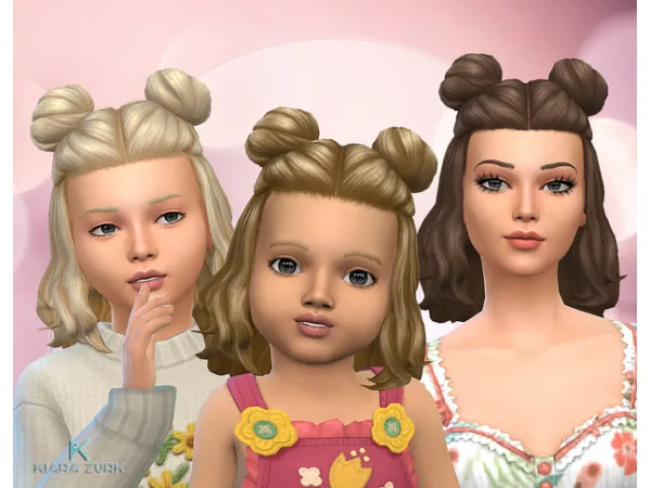 Maxis Match Medium Space Buns UPDATE by Kiara Zurk - The Sims 4 Custom Content