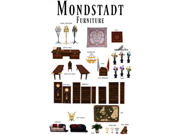 Maxis Match Mondstadt Furniture Auditore by Natalia - The Sims 4 Custom Content