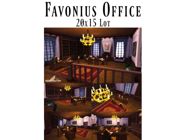 Maxis Match Favonius Office 15x20 lot Auditore by simsfinds - The Sims 4 Custom Content