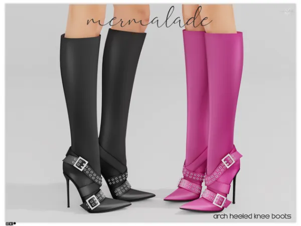 Alpha Arch Heeled Knee Boots by mermalade - The Sims 4 Custom Content