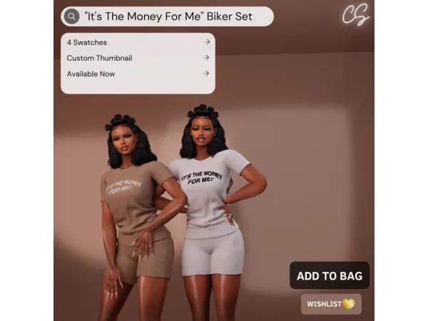 Alpha It's The Money For Me Biker Set by CecesimsXO - The Sims 4 Custom Content