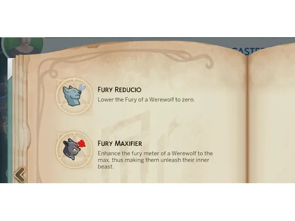 Maxis Match Werewolf Fury Enhancer and Reducer Spells by Rolwen - The Sims 4 Custom Content