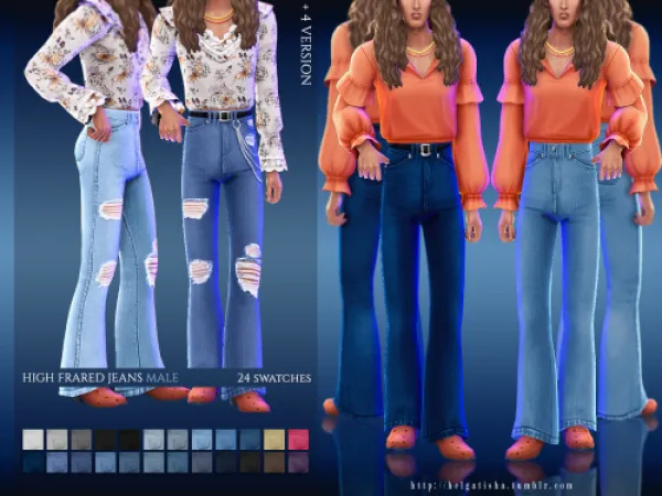 Maxis Match [helgatisha] High flared jeans_male - The Sims 4 Custom Content