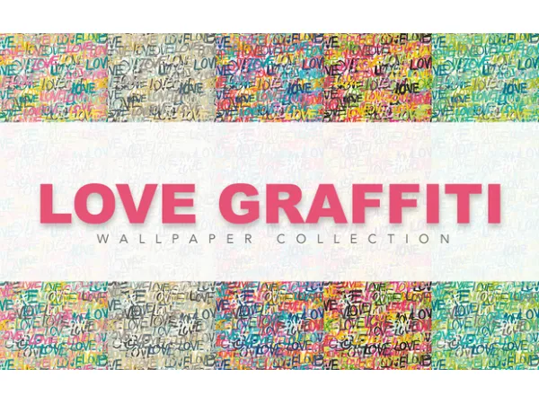 Mix Love Graffiti Teen Wallpaper by SimPlistic - The Sims 4 Custom Content