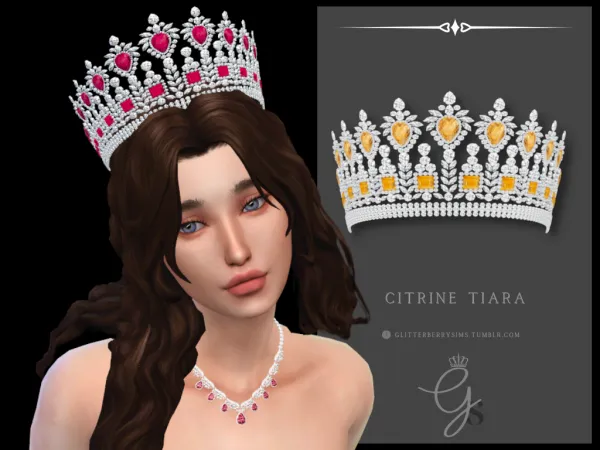 Alpha Citrine Tiara by Glitterberry Sims - The Sims 4 Custom Content