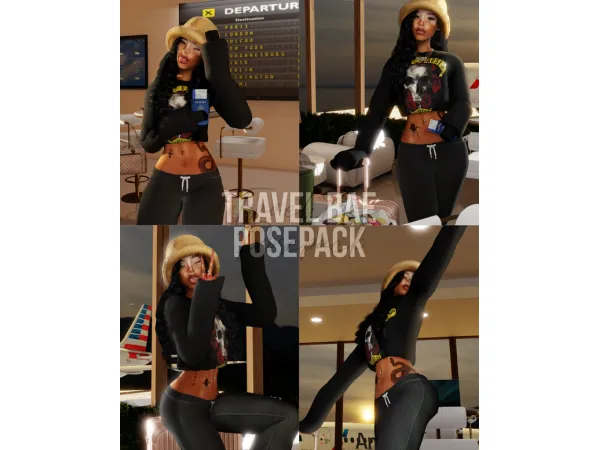 Alpha Travel Bae Posepack by Afrosimtric Sims - The Sims 4 Custom Content