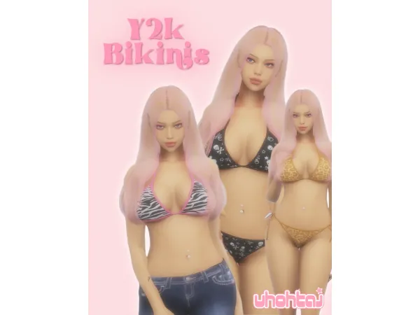 Alpha Y2k Bikinis by [Uh0htaj] - The Sims 4 Custom Content