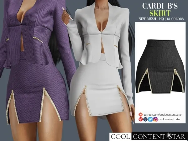 Alpha Cardi B'S Mini Skirt cool_content_star - The Sims 4 Custom Content