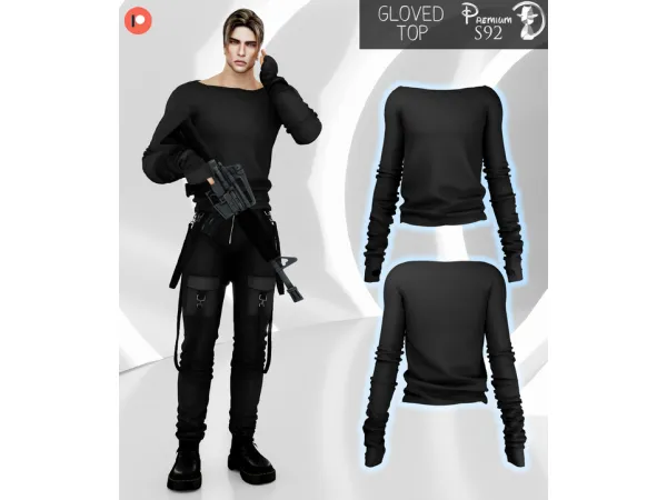Alpha Gloved Top S92 by turksimmer - The Sims 4 Custom Content