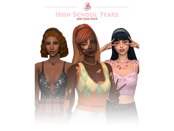 Maxis Match High School Years Add ons 20 additional CAS Items UPDATED 8 11 22 - The Sims 4 Custom Content