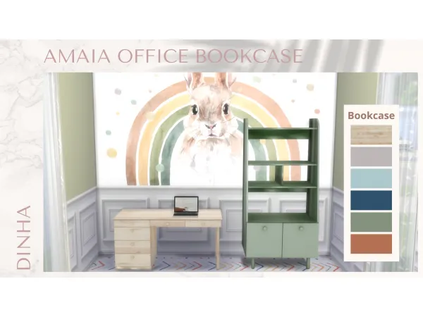Mix Amaia Office Bookcase by dinhagamer - The Sims 4 Custom Content