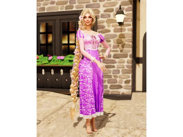 Alpha Rapunzel Dress S159 by turksimmer - The Sims 4 Custom Content