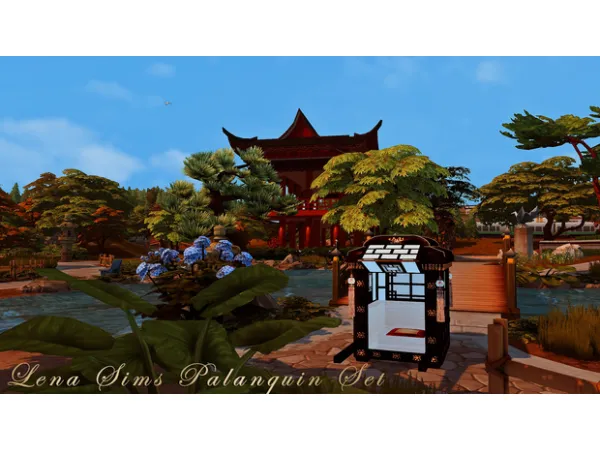 Alpha Flower Palanquin Set with pose by Atelier Lena - The Sims 4 Custom Content