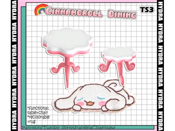 Sims 3 Cinnamoroll Dining by Hydrangea - The Sims 3 Custom Content