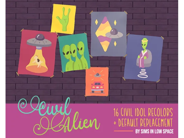 Sims in Low Space Civil Alien Posters - The Sims 2 Custom Content
