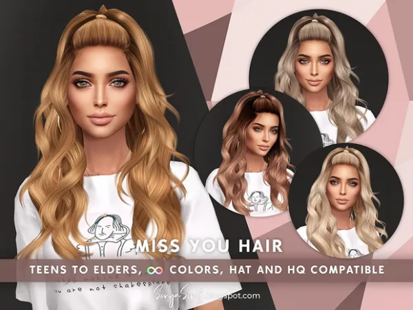 Alpha Miss You Hair NOW PUBLIC by sonyasims - The Sims 4 Custom Content