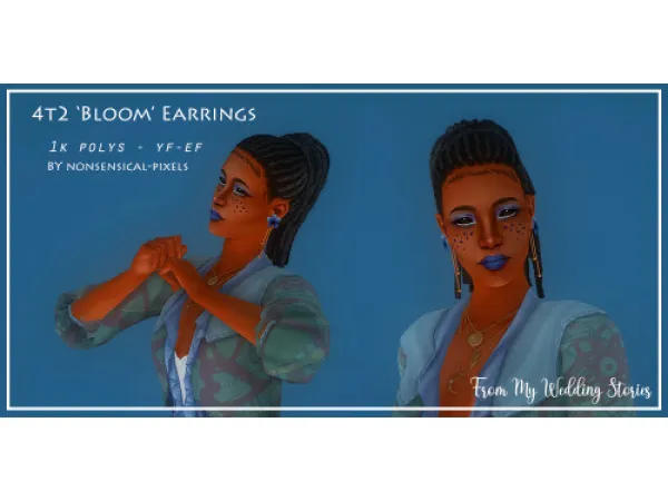 bloom earrings converted from my wedding stories - The Sims 2 Custom Content