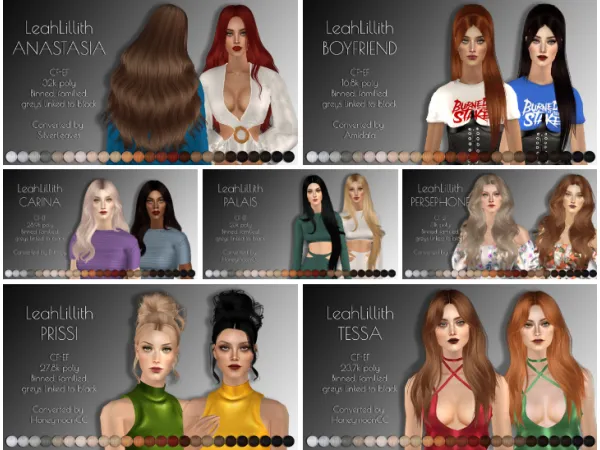 Seven LeahLilliths female hair retextures - The Sims 2 Custom Content