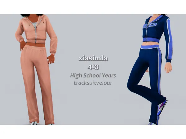 4t3 High School Years Tracksuit Velour Top Pants for - The Sims 3 Custom Content