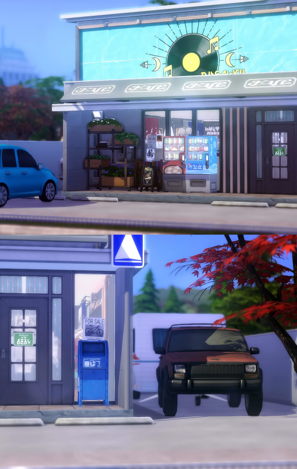 Maxis Match LOT DOWNLOAD Summer Lane Vinyl by simsfinds - The Sims 4 Custom Content