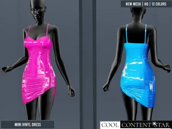 Alpha Mini Vinyl Dress cool_content_star - The Sims 4 Custom Content