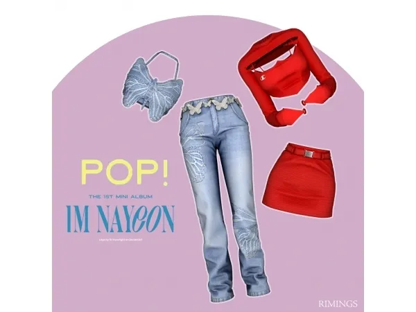 Alpha NAYEON POP Outfit Set by RIMINGS - The Sims 4 Custom Content