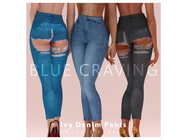 Alpha Blue Craving Ivy Denim Pants - The Sims 4 Custom Content