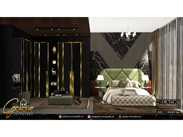 Alpha Black ZigZag Set Part 03 by G O L D I E - The Sims 4 Custom Content