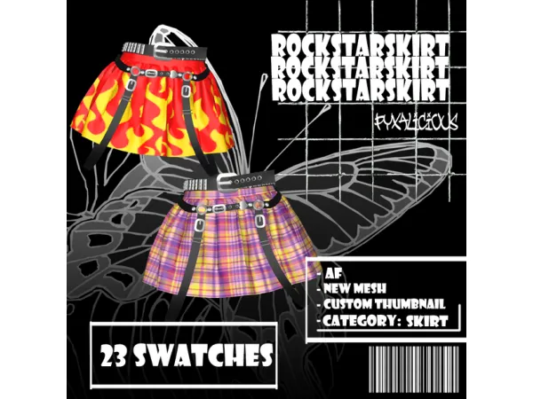 Alpha rockstar skirt by pyxalicious - The Sims 4 Custom Content