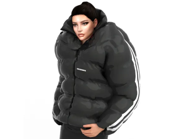 Alpha Balenci4ga Hunchback Puffer Jacket by vertexments - The Sims 4 Custom Content