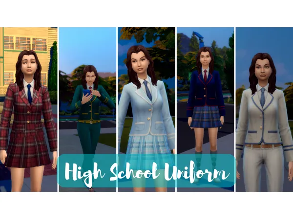 Maxis Match High School Uniform Mod by ksuihuh - The Sims 4 Custom Content
