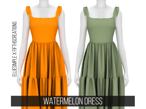 Alpha watermelon dress by fifthscreations - The Sims 4 Custom Content