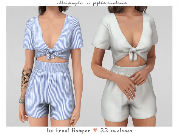 elliesimple x fifthscreations - tie front romper (summer collection 2022)
