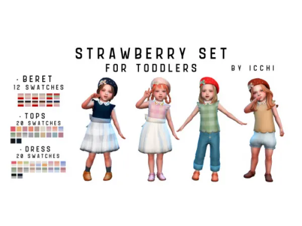 Maxis Match [ICCHI]STRAWBERRY SET FOR TODDLERS - The Sims 4 Custom Content