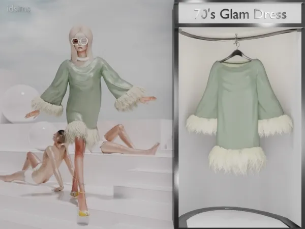 Alpha 70's Glam Dress - The Sims 4 Custom Content