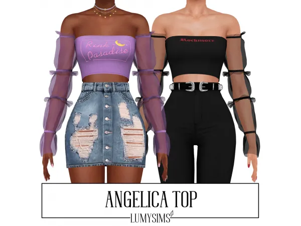 Alpha Angelica Top by lumysims - The Sims 4 Custom Content