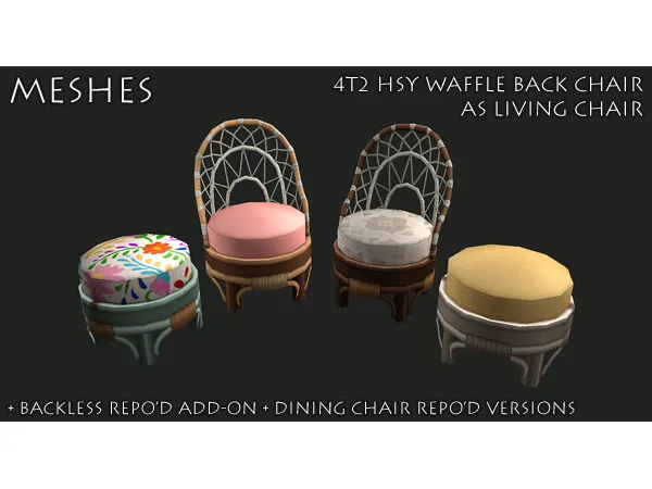 4t2 Highschool Years Waffle Back Chair - The Sims 2 Custom Content