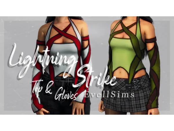 Alpha Lightning Strike Set Top Gloves by evellsims - The Sims 4 Custom Content