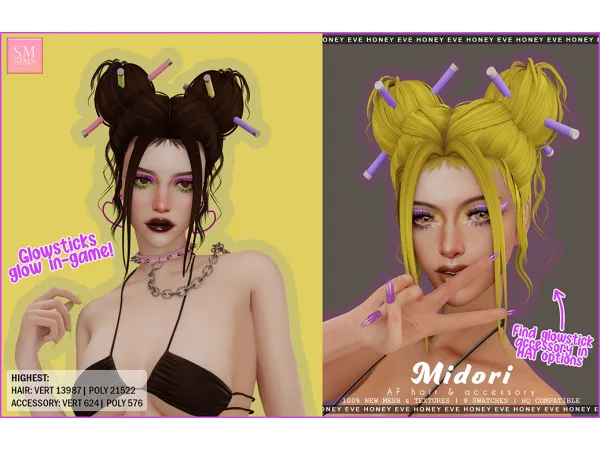 Alpha Midori AF Hair Accessory - The Sims 4 Custom Content