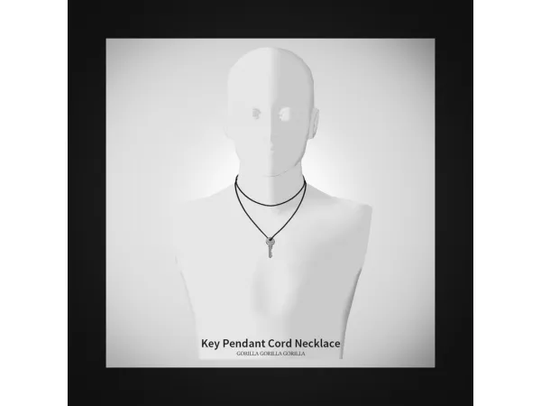 Alpha Piped Cardigan Key Pendant Cord Necklace by simsfinds - The Sims 4 Custom Content