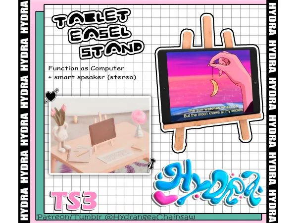 Tablet easel stand (functional computer) stereo - The Sims 3 Custom Content