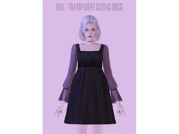 Maxis Match Transparent Sleeves Dress by NELL - The Sims 4 Custom Content