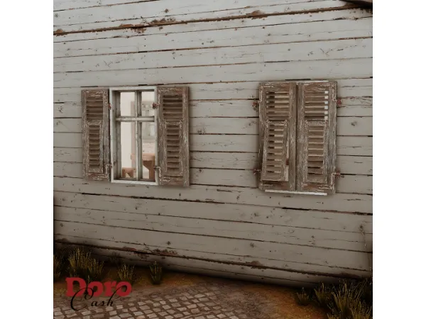 Alpha Old Shutters by DoroCash - The Sims 4 Custom Content