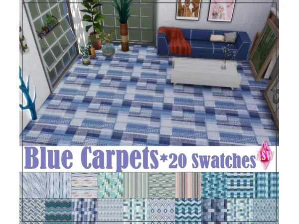 Maxis Match Blue Carpets by Annett's Sims 4 Welt ASW - The Sims 4 Custom Content