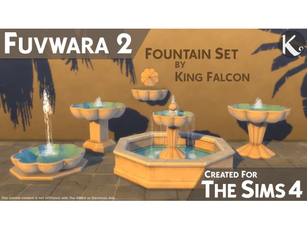 Maxis Match 'Fuvwara 2' Fountain Set by itskingfalcon - The Sims 4 Custom Content